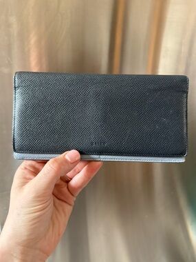 Bally Navy Textured Long Wallet